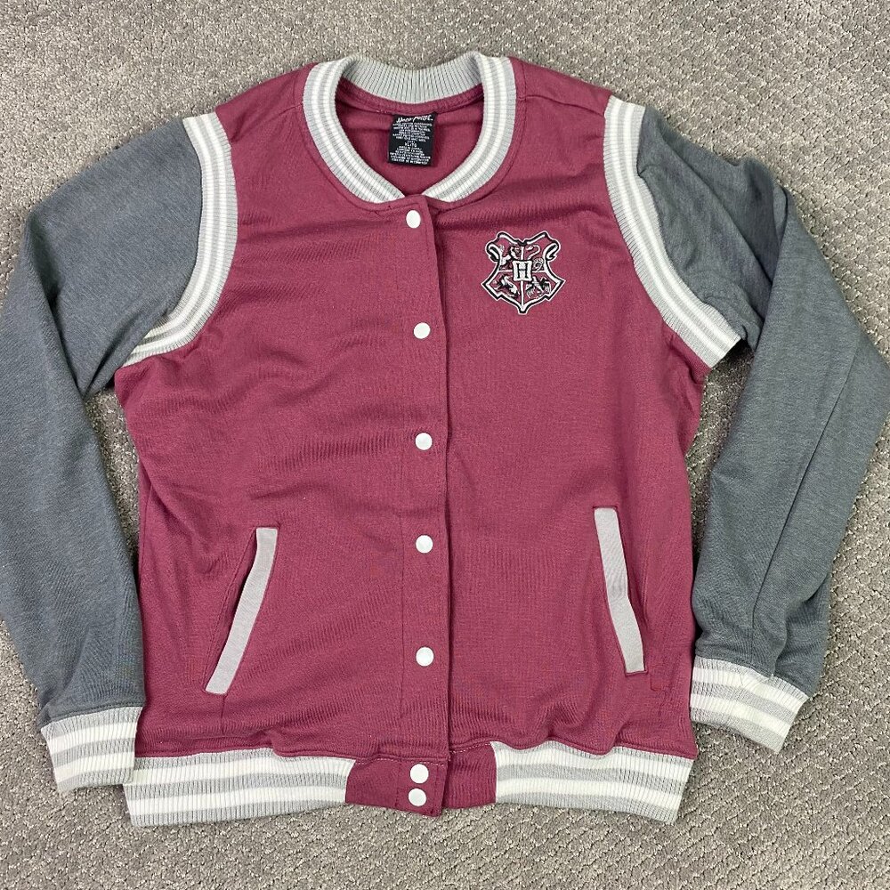 Harry Potter Hogwarts Varsity Jacket Women's XL Cotton Blend Snap Front